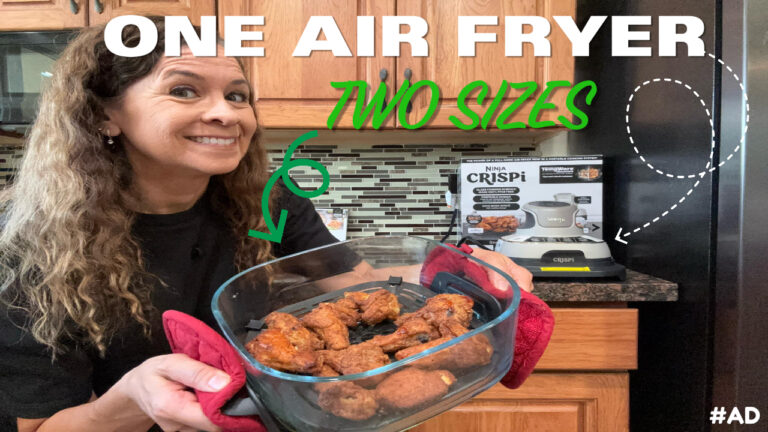 Ninja Crispi air fryer review showing crispy chicken wings cooked in the 4-quart glass container